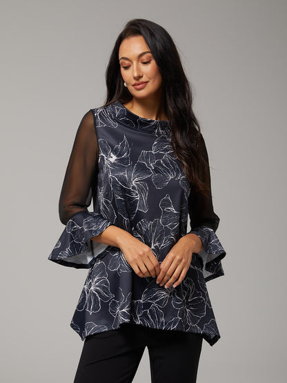 Blouse en Chiffon Modal Coupe Ajustée, Voilée, Légère et Respirante