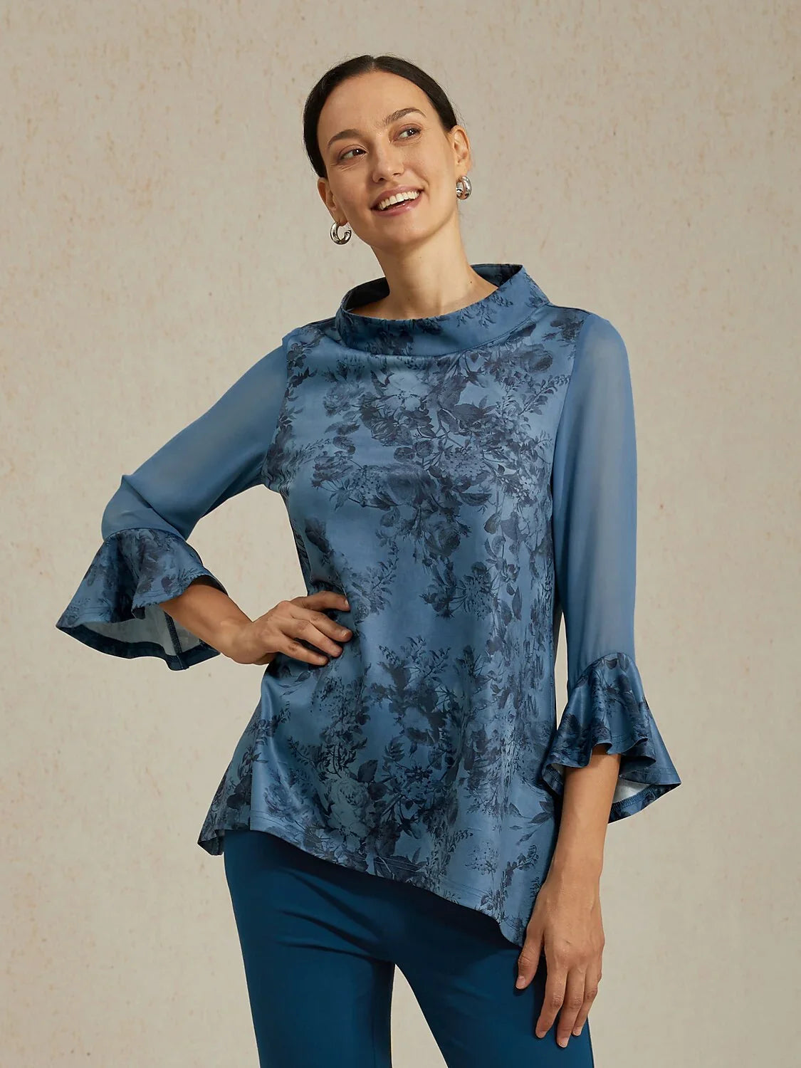 Floral Print Chiffon Pullover Top