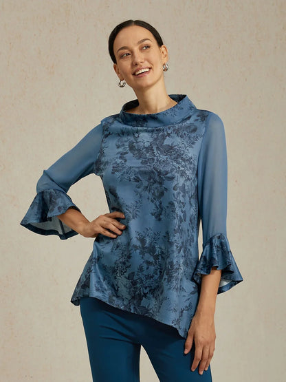 Floral Print Chiffon Pullover Top
