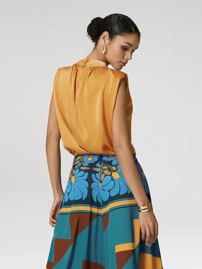 Satin Shimmery High Neck Blouse