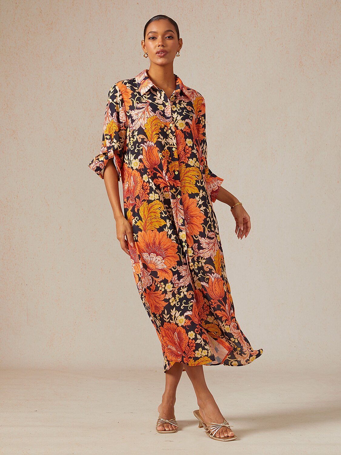 Sienna Garden Linen Look Shirt Dress