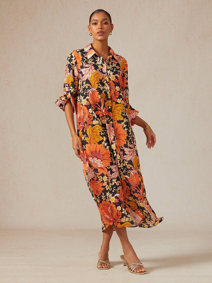 Sienna Garden Linen Look Shirt Dress