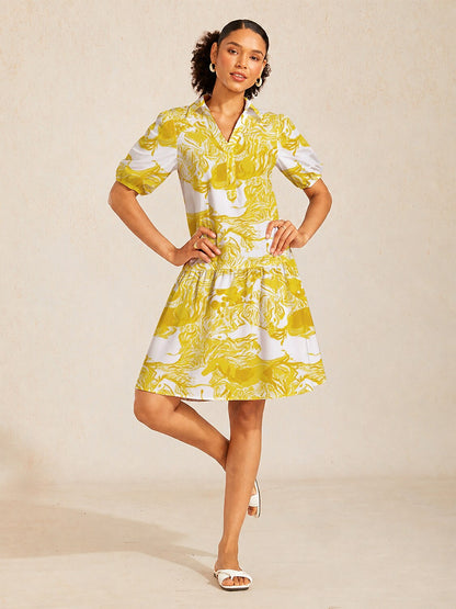 Graphic Art Mustang Linen Look Midi Dress