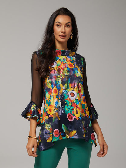Blouse en Chiffon Modal Coupe Ajustée, Voilée, Légère et Respirante