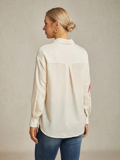 Flamingo Print Loose Shirt