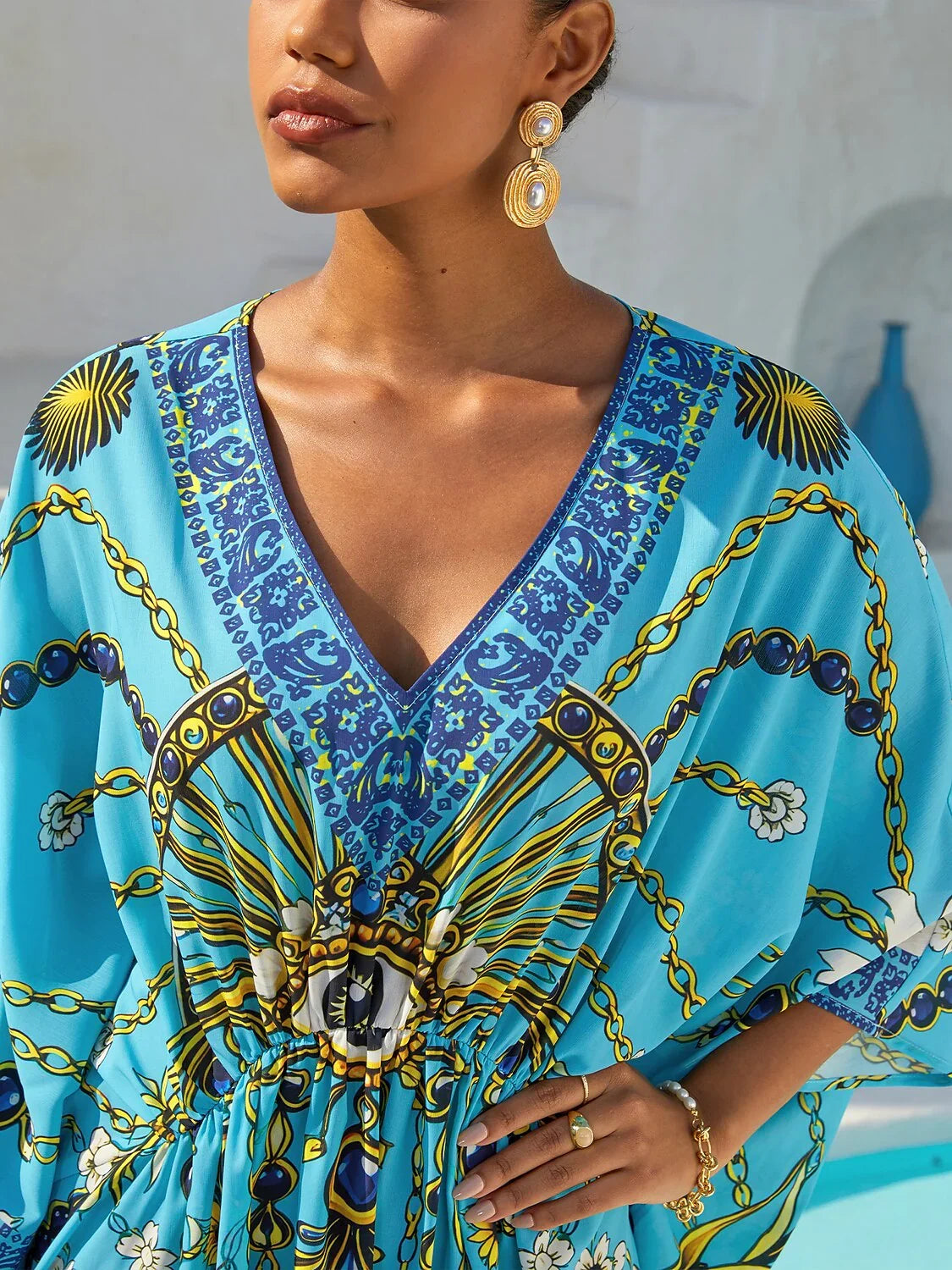 Vintage Jewelry Chiffon Vacation Kaftan
