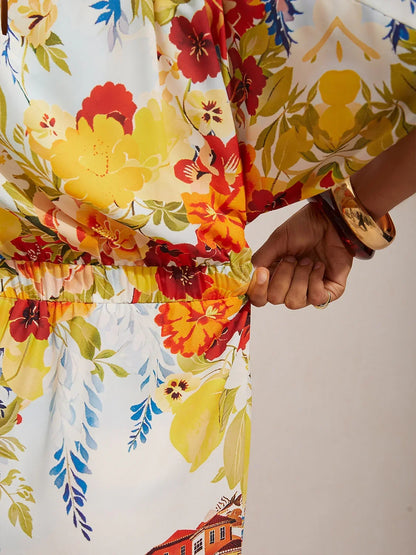 Santorini Summer Chiffon Elastic Waist Maxi Dress