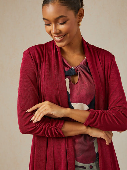 Berry Canvas Acetate Look Stretch Knit Tee