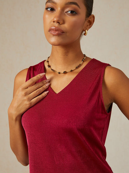 Acetate Look Stretch Knit Convertible Tank