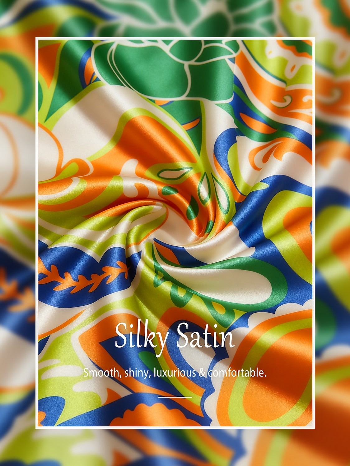 Satin Maxikleid mit Stehkragen und Blumenmuster
