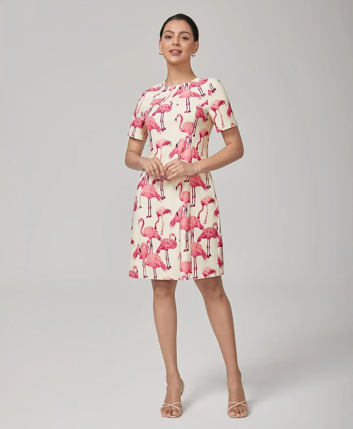 Flamingo Print Stretch Mini Dress