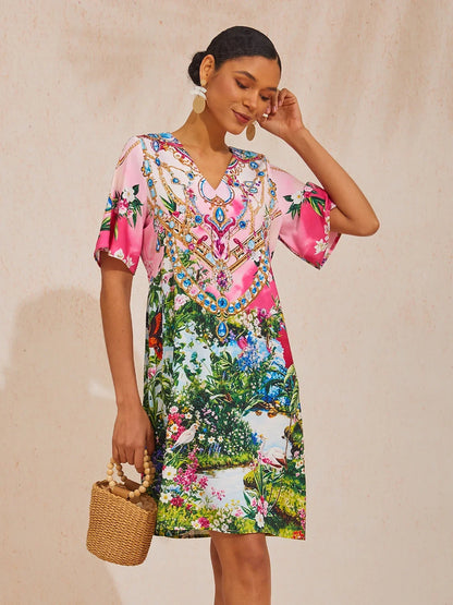 Santorini Summer Silky Satin Mini Dress