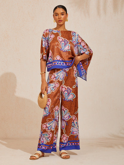 Sun Ember Silky Satin batwing Top