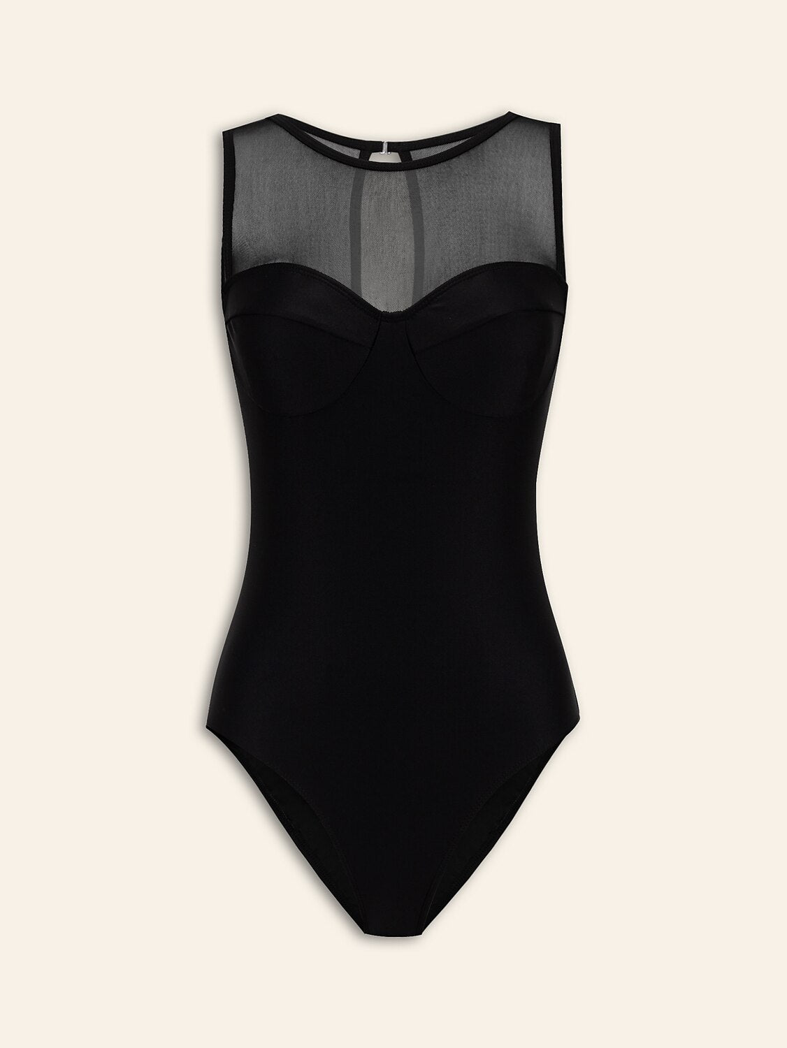 Solid Round Neck Swimsuit