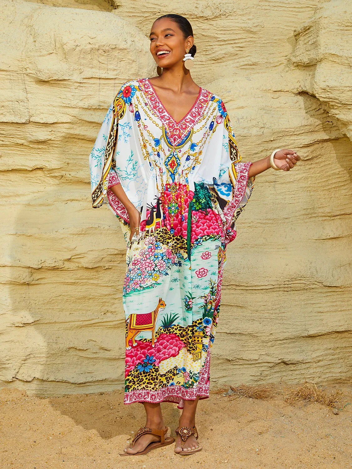 Vintage Jewelry Chiffon Vacation Kaftan