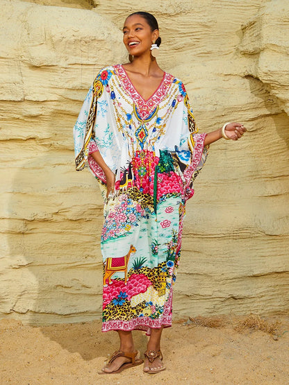 Vintage Jewelry Chiffon Vacation Kaftan