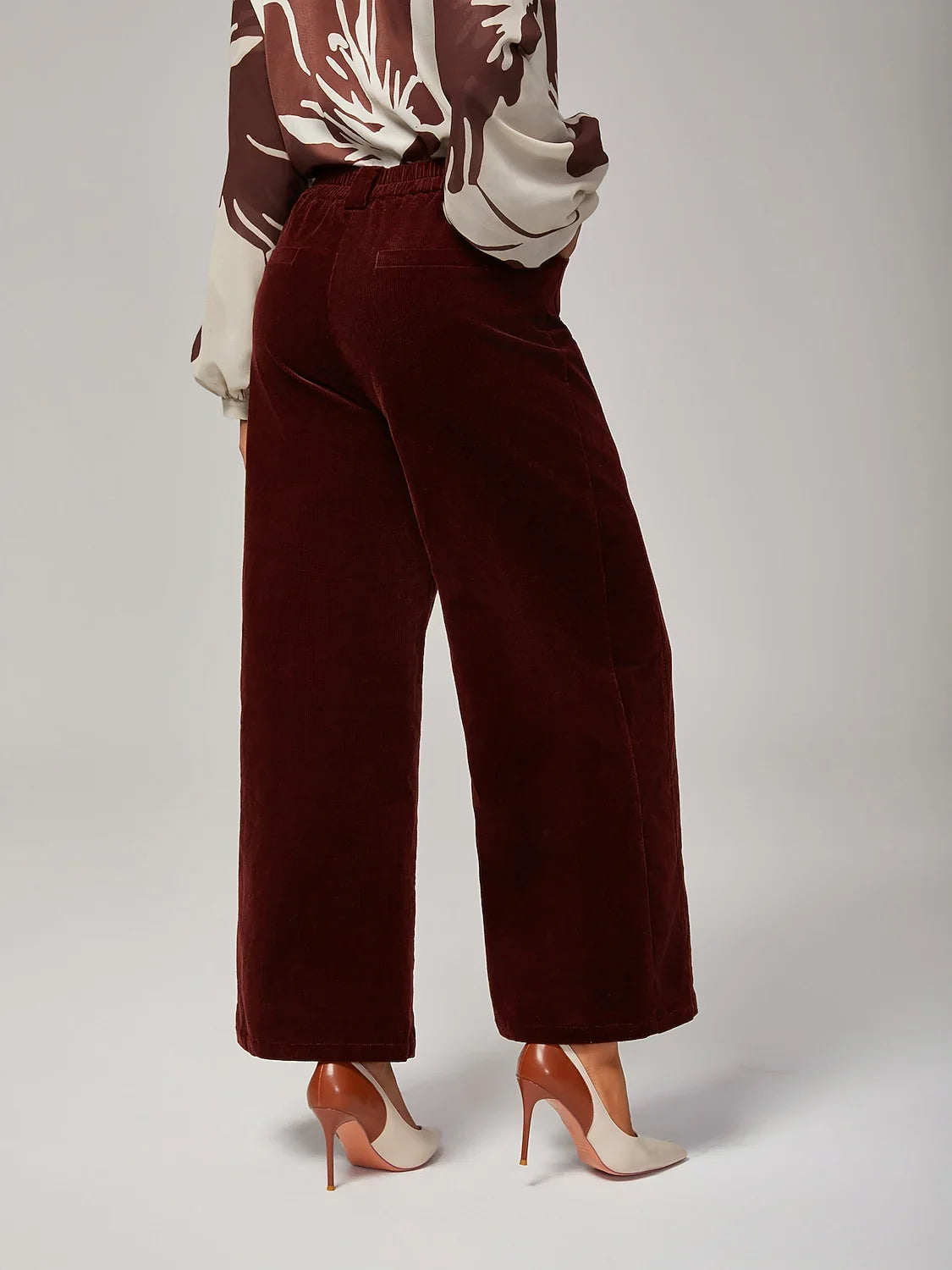 Reddish Brown Corduroy Straight Leg Pants