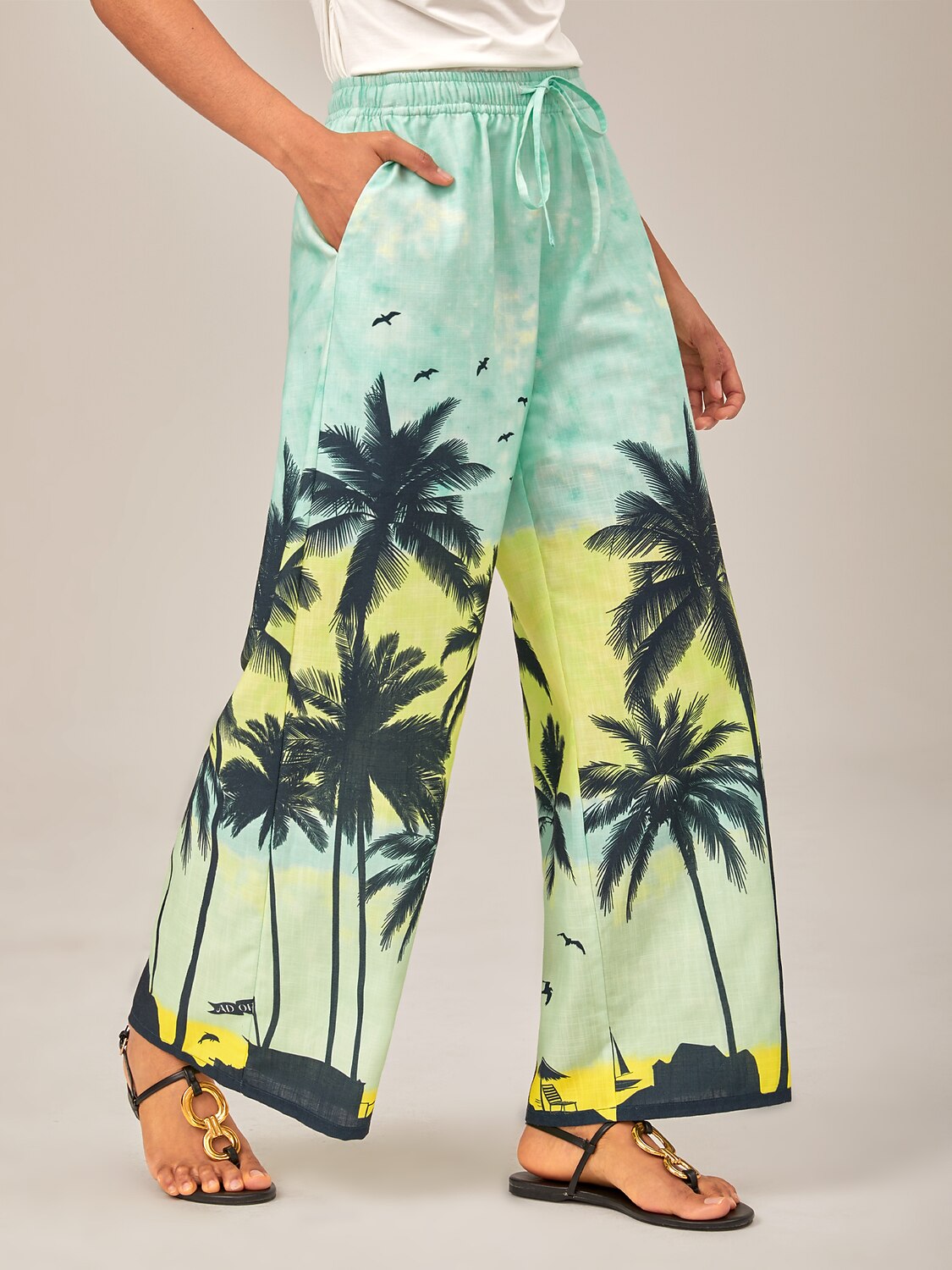 Strand Palmen Silhouette Weite Hosen