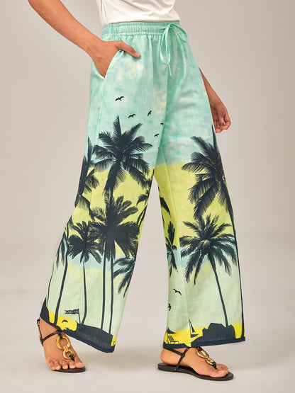 Strand Palmen Silhouette Weite Hosen