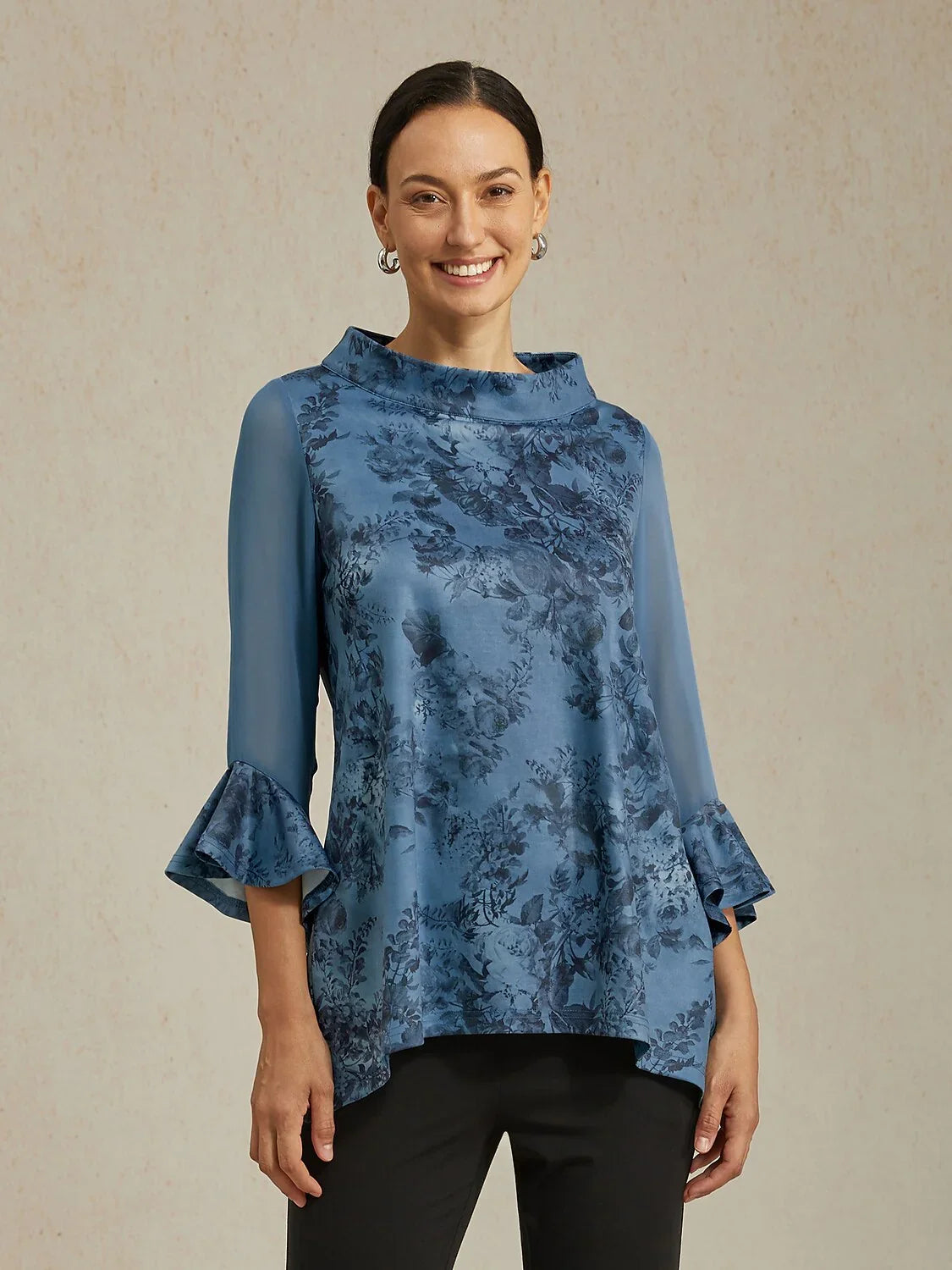 Floral Print Chiffon Pullover Top
