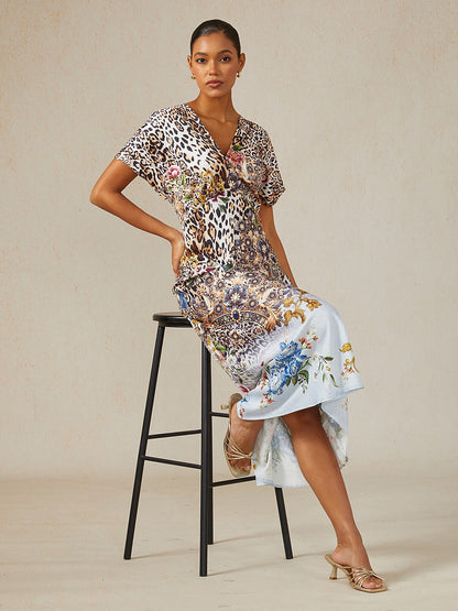 Safari Tapestry Party Silky Elegant Maxi Dress