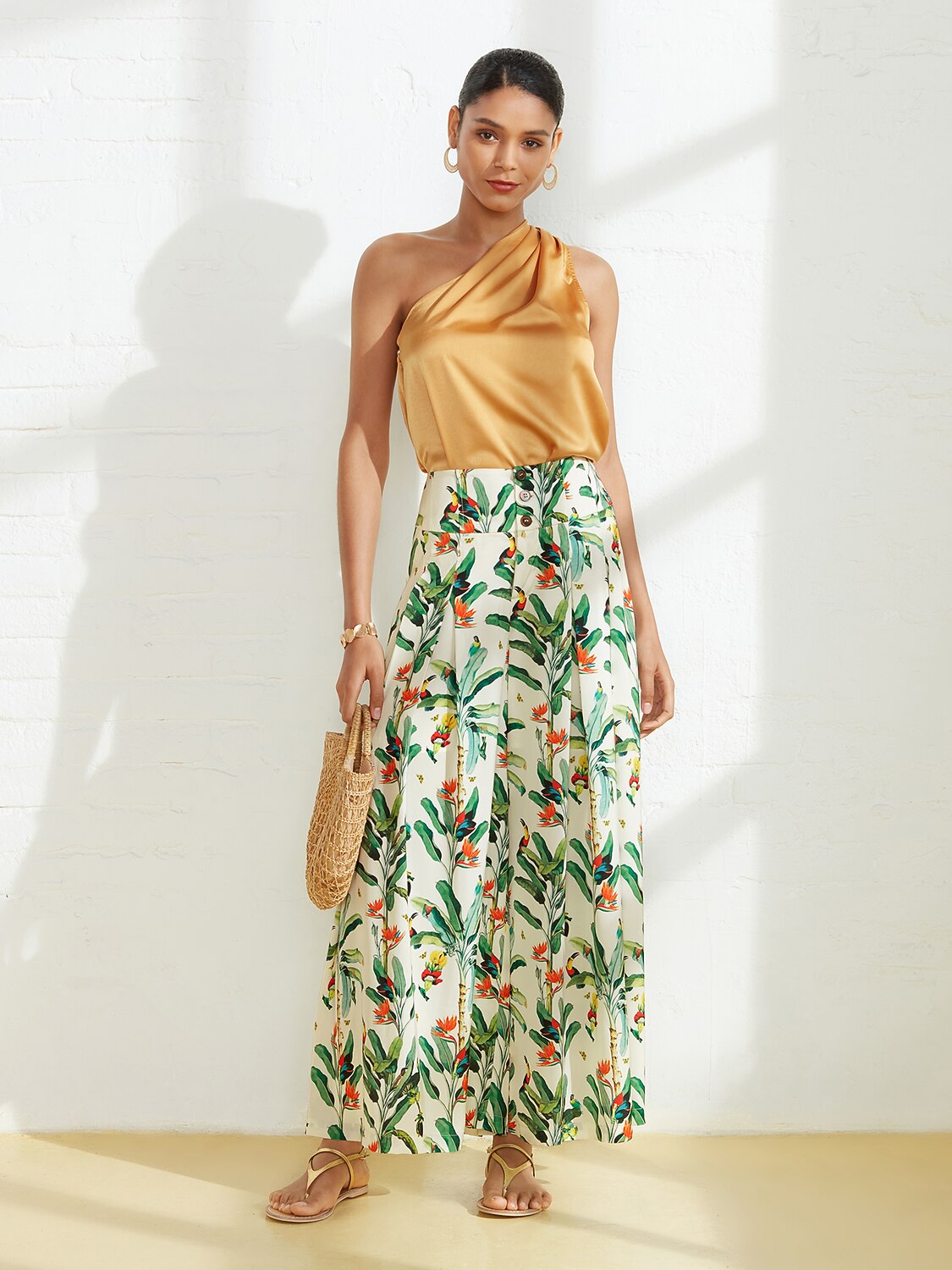 Satin Wide Leg Vacation Full Length Pants