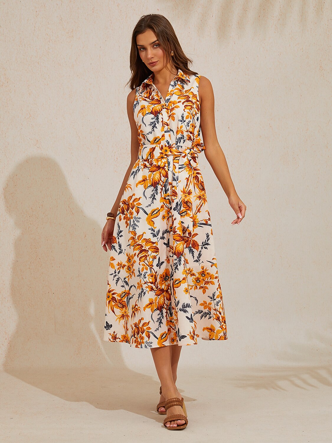 Amber Flora Muse Linen Look Maxi Dress