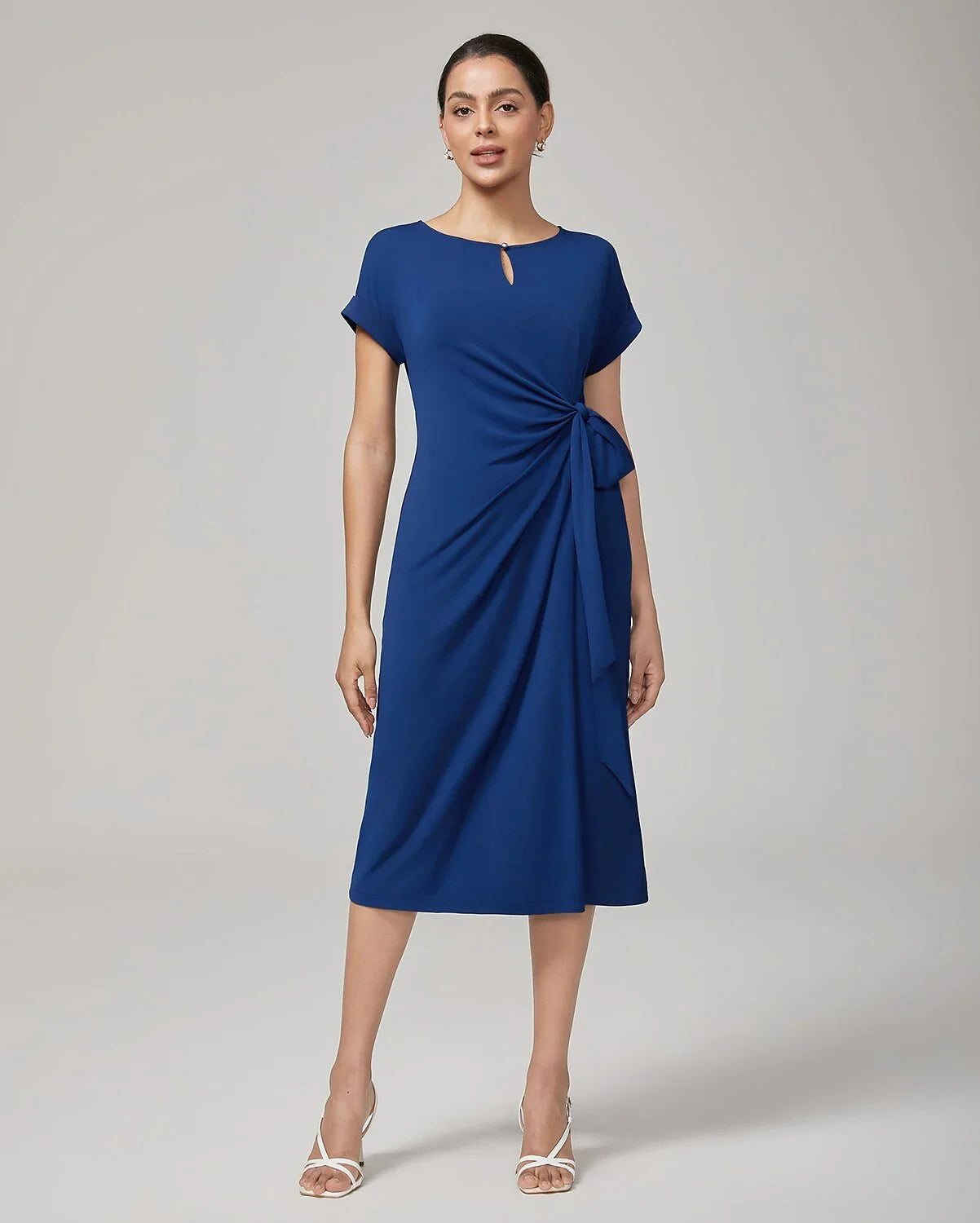 Elegant High Stretch Belted Maxi Dress