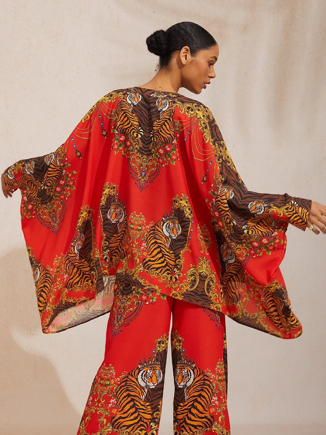 Scarlet Tigress Flowy Chiffon Dolman Sleeve Shirt