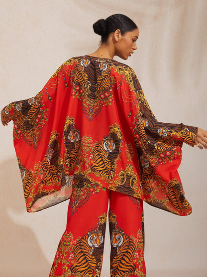 Tropische Verführung Fließende Chiffon-Dolman-Ärmel-Bluse