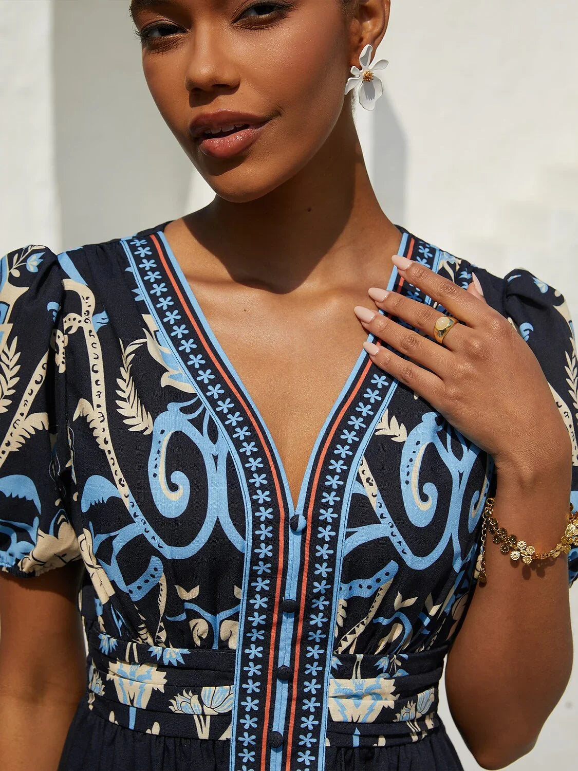 Summer Night Palm Linen-Like Maxi Dress