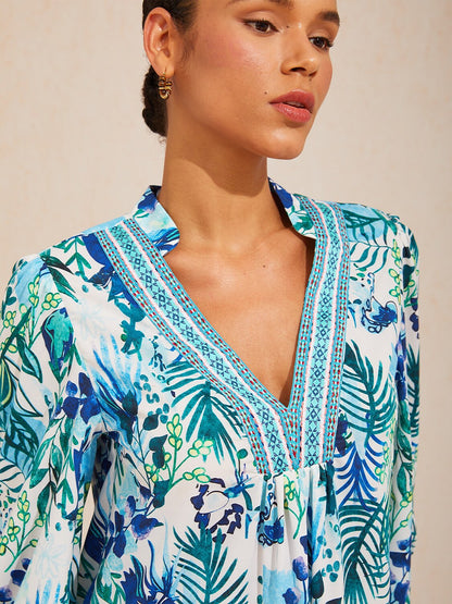 Ocean Bloom Escape Viscose Blouse
