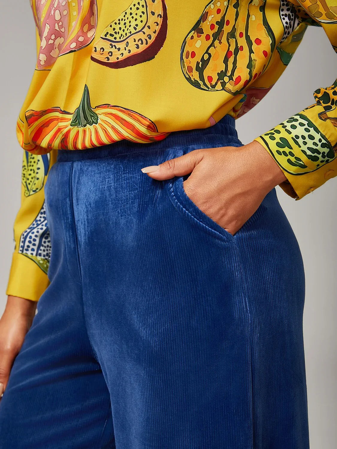 Stretch Corduroy Wide Leg Trousers