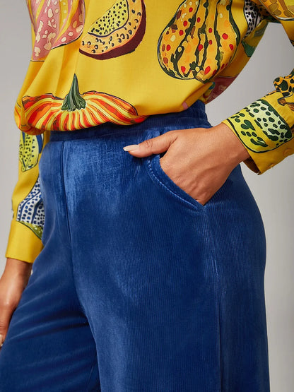 Stretch Corduroy Wide Leg Trousers
