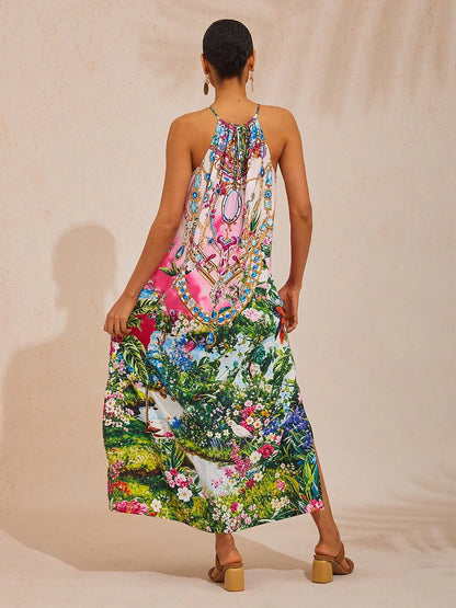 Jungle Wild Party Silky Leopard Maxi Dress