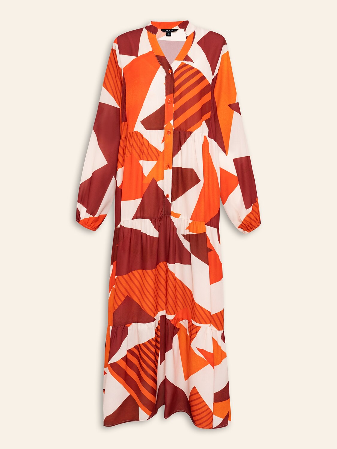 Chiffon Geometric Pattern V-Neck Casual Daily Maxi Dress