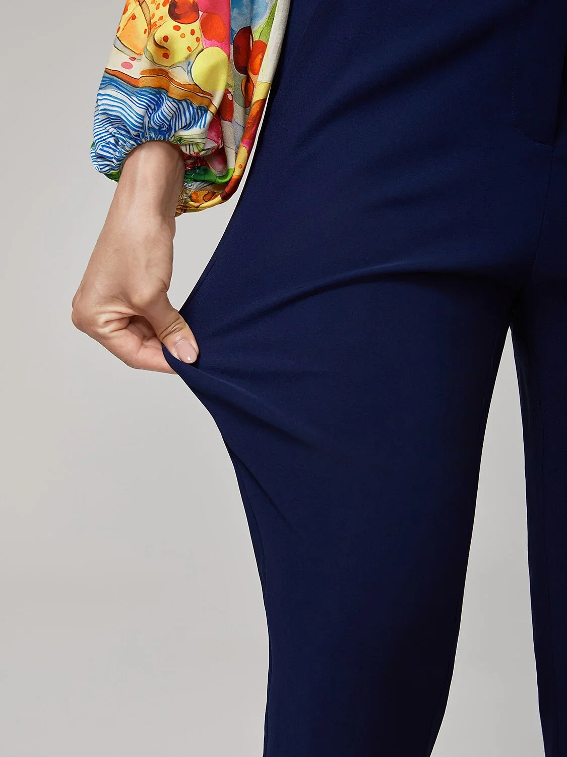 Ankle-Length Casual Dark Blue Trousers