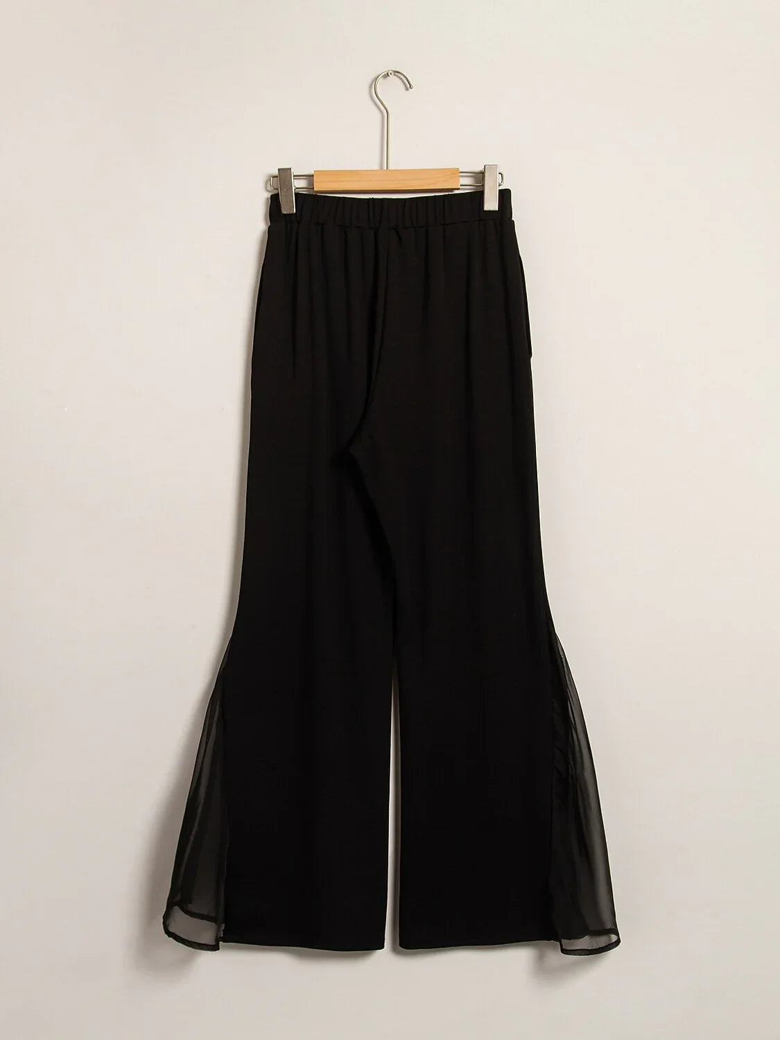Pantalon Noir Taille Haute Pantalon Léger en Mousseline