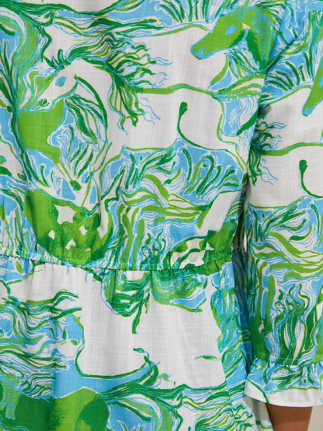 Graphic Art Mustang Linen Look Midi Dress