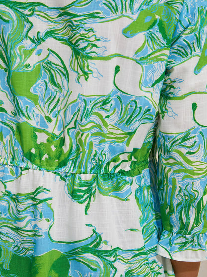 Graphic Art Mustang Linen Look Midi Dress