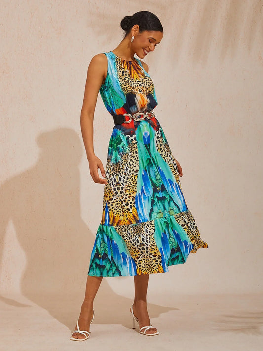 Jungle Wild Party Silky Satin Maxi Dress