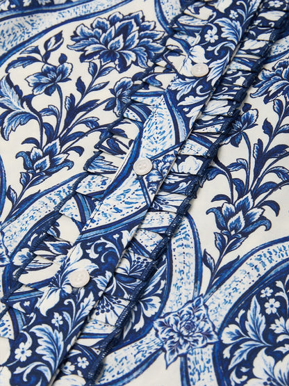 Azure Medallion Rayon Like Blouse