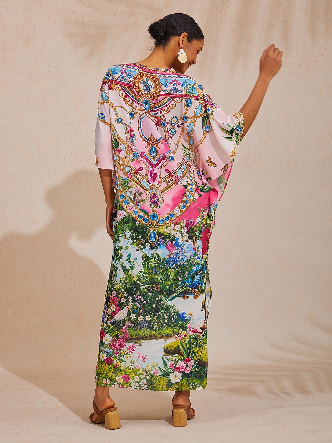 Gradient Tiger Flowy Chiffon Maxi Dress