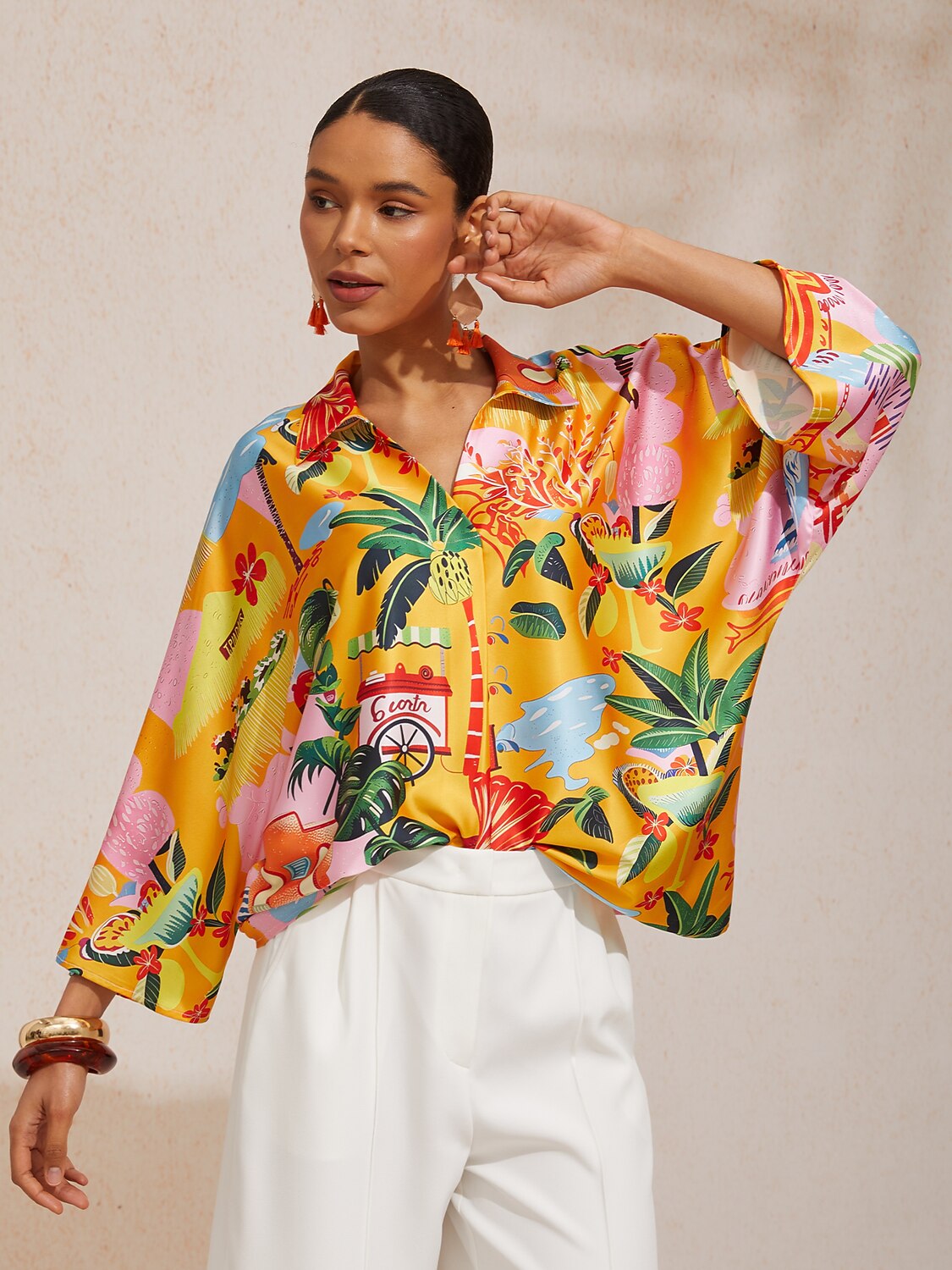 Summer Escape Silky Satin Dolman Top