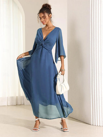 Jungle Butterfly Flowy Chiffon Maxi Dress