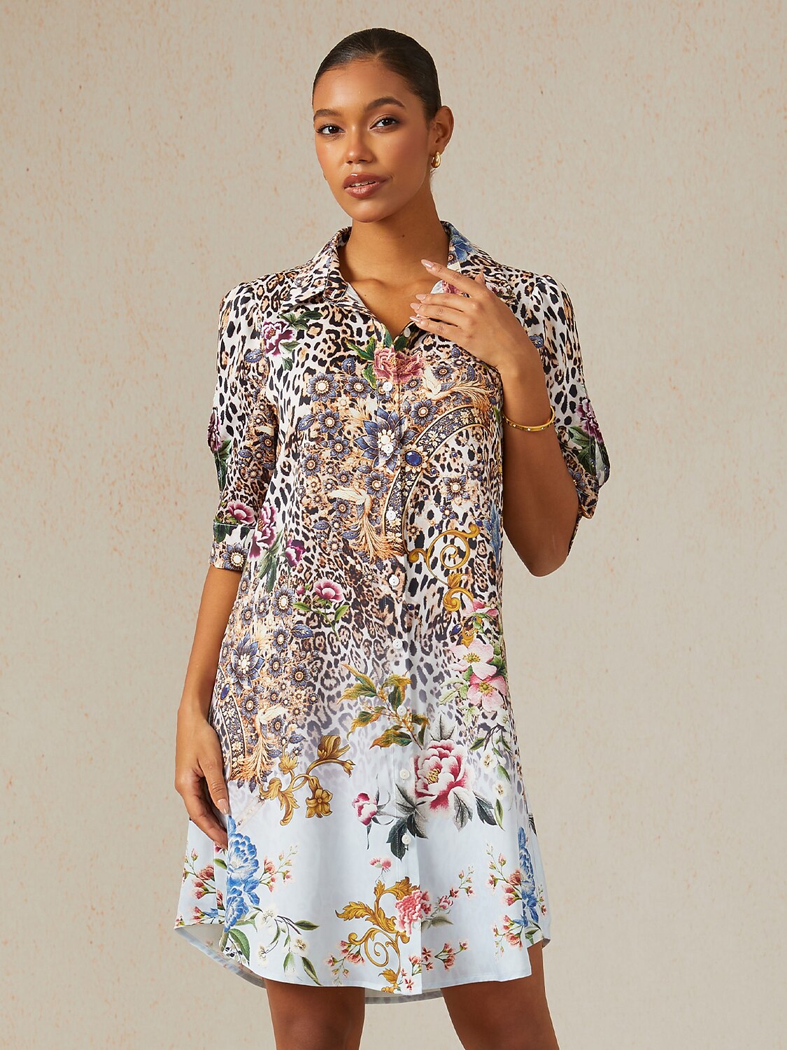 Noir Geometry Silky Satin Shirt Dress