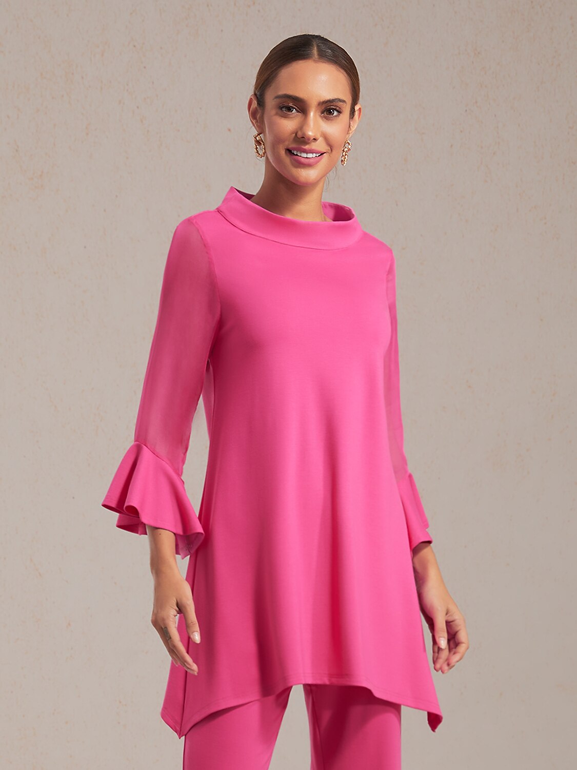 Blouse en Chiffon Modal Coupe Ajustée, Voilée, Légère et Respirante