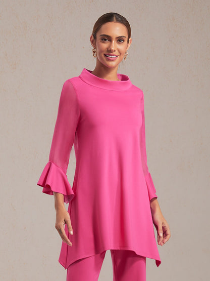 Blouse en Chiffon Modal Coupe Ajustée, Voilée, Légère et Respirante