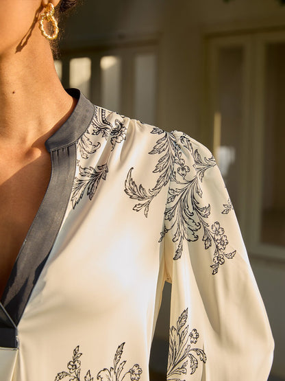 Noir Baroque Silky Satin Blouse
