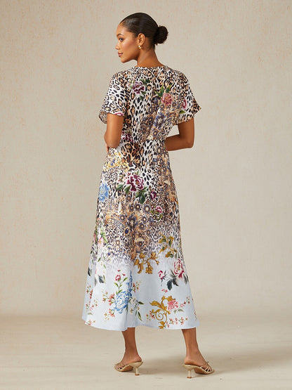 Safari Tapestry Party Silky Elegant Maxi Dress